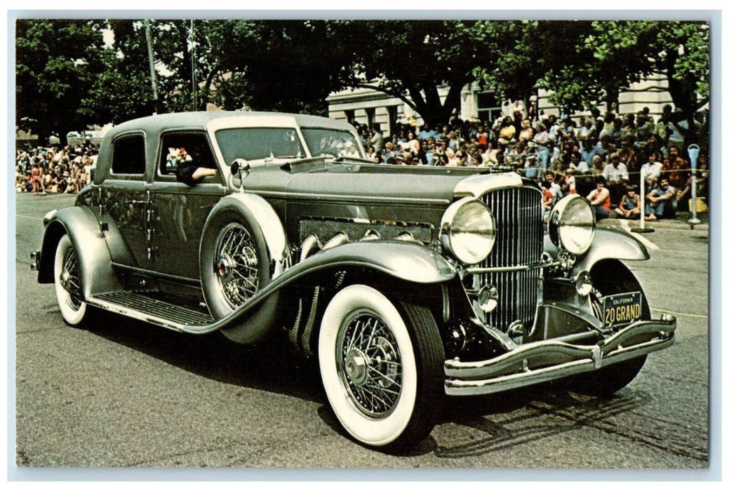 1933 Twenty Grand Duesenberg 4 Door Sedan Car Auburn Indiana IN Vintage Postcard