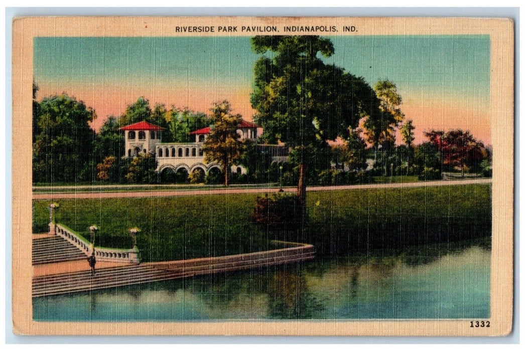 c1930's View Of Riverside Park Pavilion Indianapolis Indiana IN Vintage Postcard