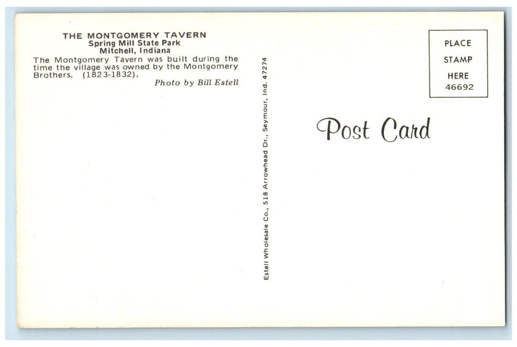 The Montgomery Tavern Spring Mill State Park Mitchell Indiana IN Postcard