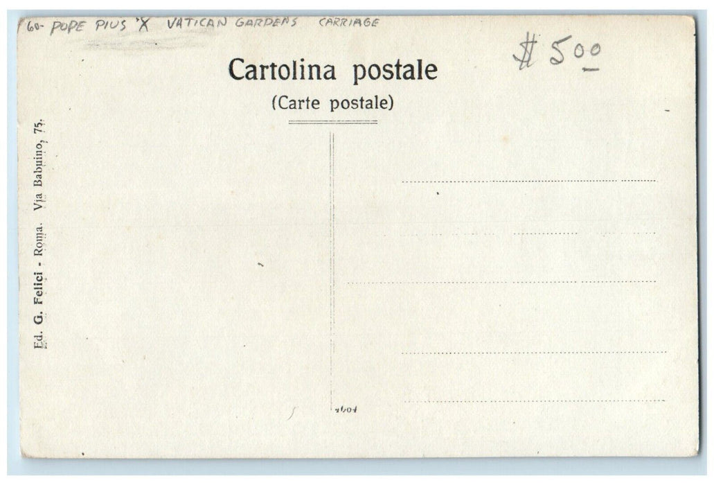 c1910's Pope Pius X Vatican Gardens Horse Carriage RPPC Photo Antique Postcard