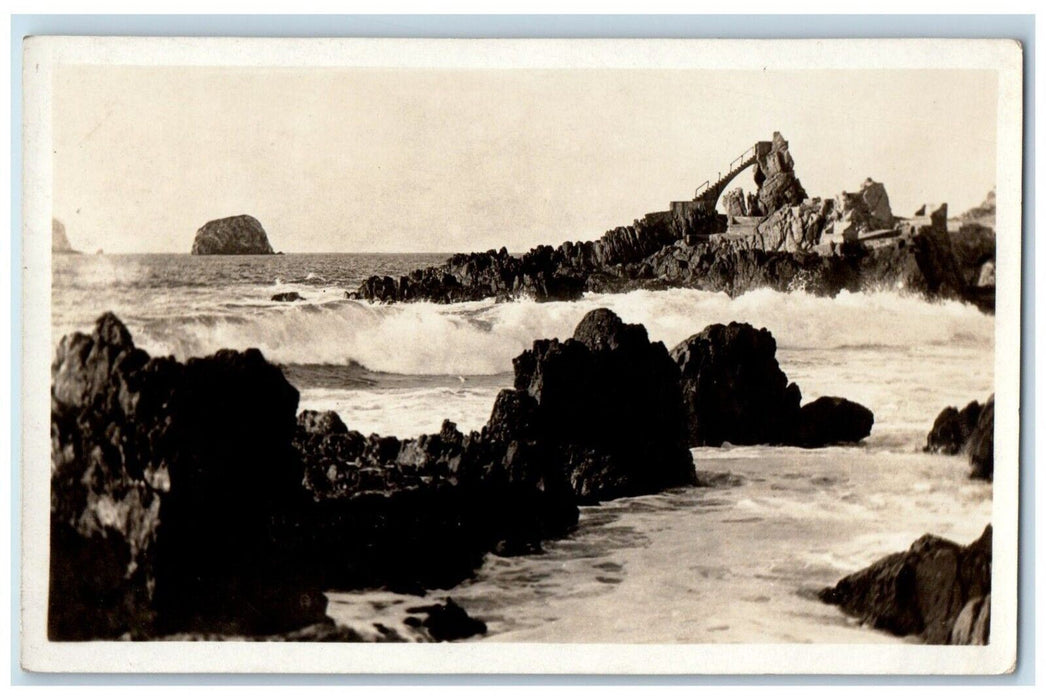 1932 View Of Sea Surf Mazatlan Mexico Posted Vintage RPPC Photo Postcard