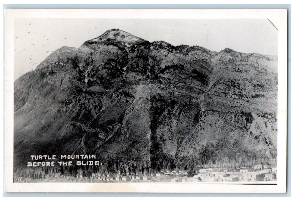 Frank Alberta Canada, Landslide Disaster Turtle Mountain RPPC Photo Postcard