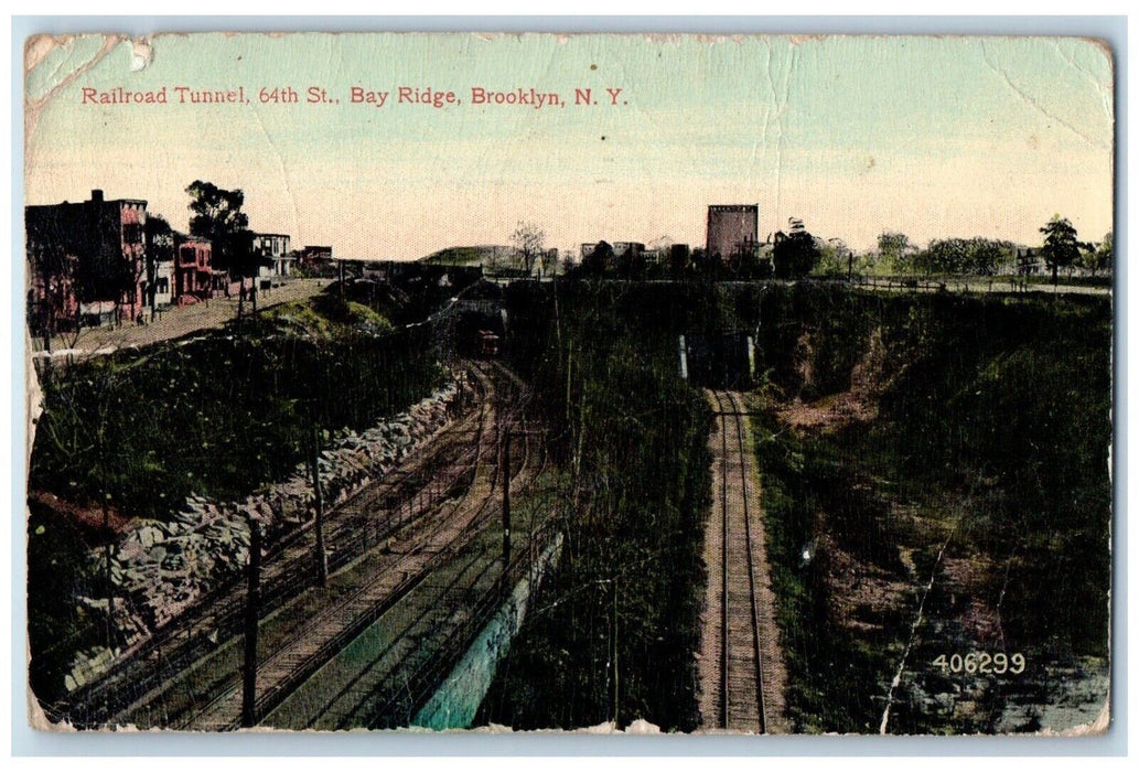 1915 Railroad Tunnel 64th Bay Ridge Railroad Exterior Brooklyn New York Postcard