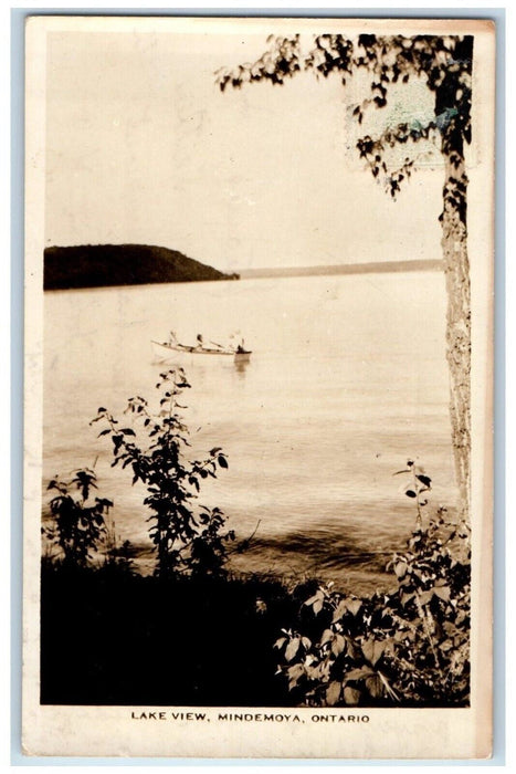 c1910's Lake View Canoeing Boat Mindemoya Ontario Canada RPPC Photo Postcard