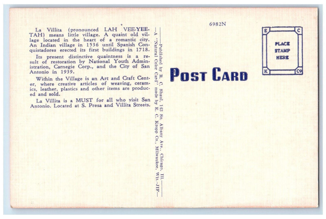 c1940's La Villita San Antonio Texas TX Multiview Vintage Red Postcard
