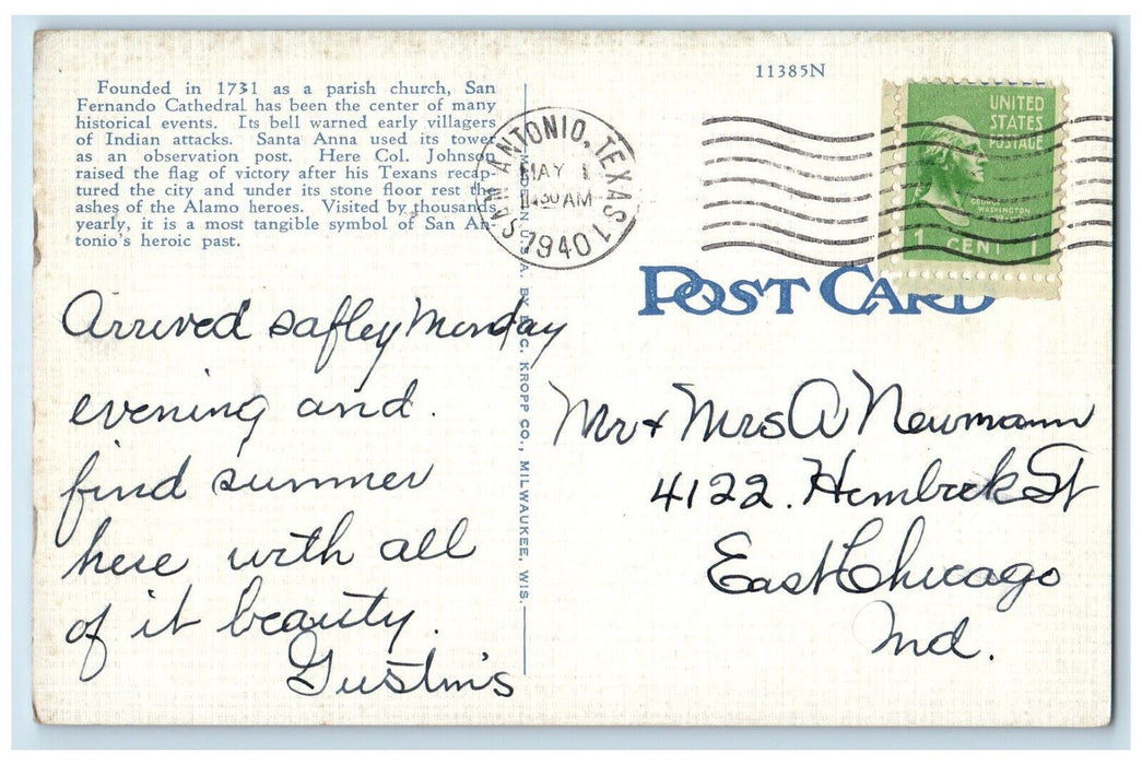1940 Old and New San Fernando Cathedral San Antonio Texas TX Postcard