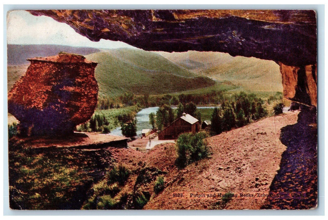 c1910 Pulpit and Hanging Books Echo Canyon Utah UT Antique Unposted Postcard