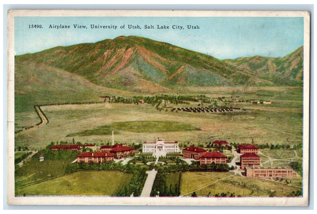 1929 Airplane View University of Utah Salt Lake City Utah UT Postcard