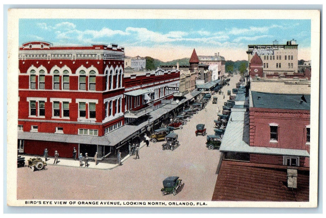 c1930's Bird's Eye View of Orange Avenue Orlando Florida FL Postcard