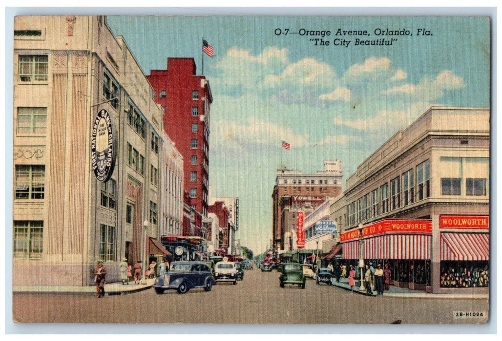 1951 First National Bank Woolworth Orange Avenue Orlando Florida FL Postcard