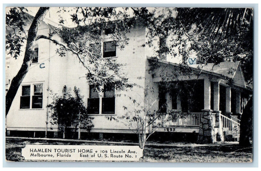 1939 Hamlen Tourist Home Lincoln Avenue Melbourne Florida FL Postcard