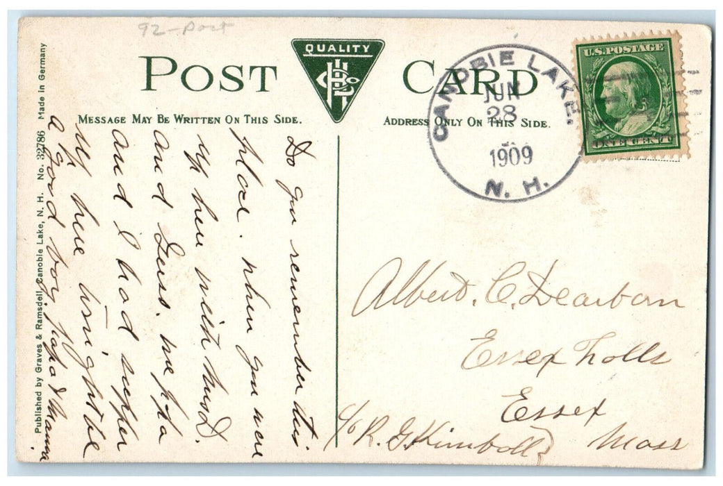 1909 Shore Port View Boating at Canobie Lake New Hampshire NH Postcard
