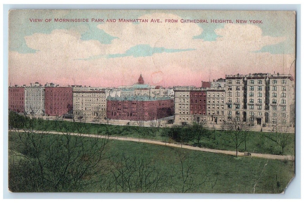 1913 View Morningside Park Manhattan Ave Cathedral Heights Lexington NY Postcard