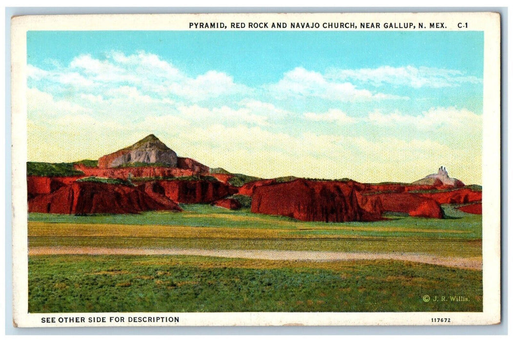 c1910 Pyramid Red Rock Navajo Church near Gallup New Mexico NM Vintage Postcard