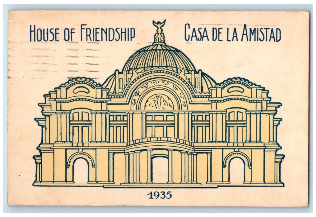 1935 Casa De La Amistad House Friendship Rotary Convention  Mexico DF Postcard