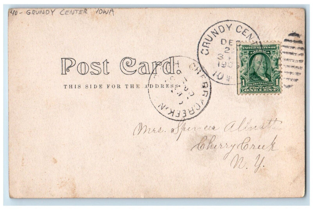 1905 Baptist Church Grundy Center Iowa IA RPPC Photo Posted Antique Postcard
