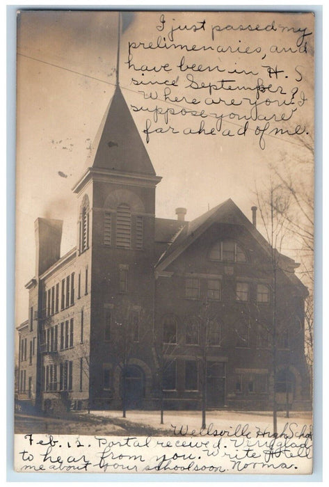 c1905 Wellsville High School Before Fire Disaster NY RPPC Photo Postcard