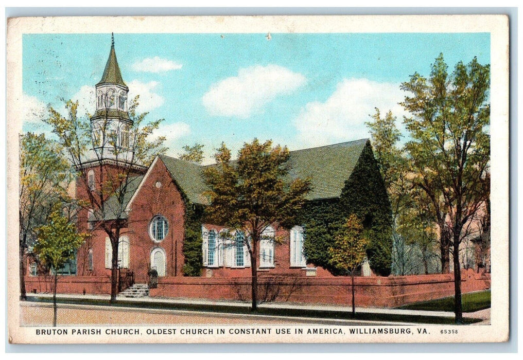 1928 Bruton Parish Church Oldest Church In America Williamsburg VA Postcard