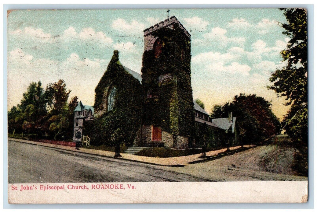 1909 St. John's Episcopal Church Street View Roanoke Virginia VA Posted Postcard