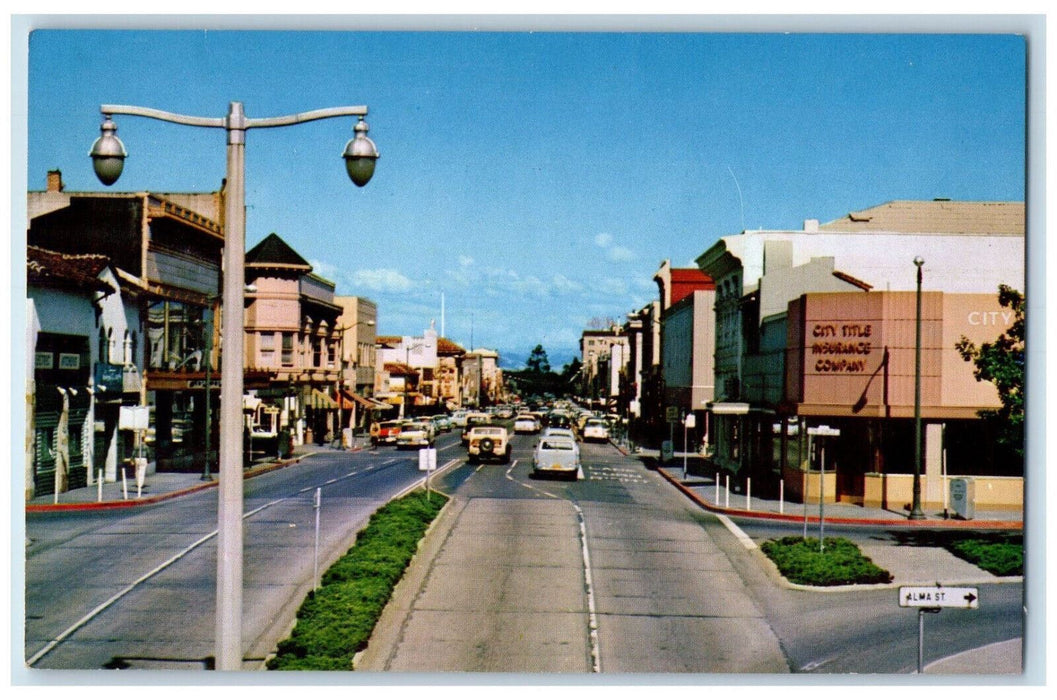 c1950's Downtown Street of University Avenue Palo Alto California CA Postcard