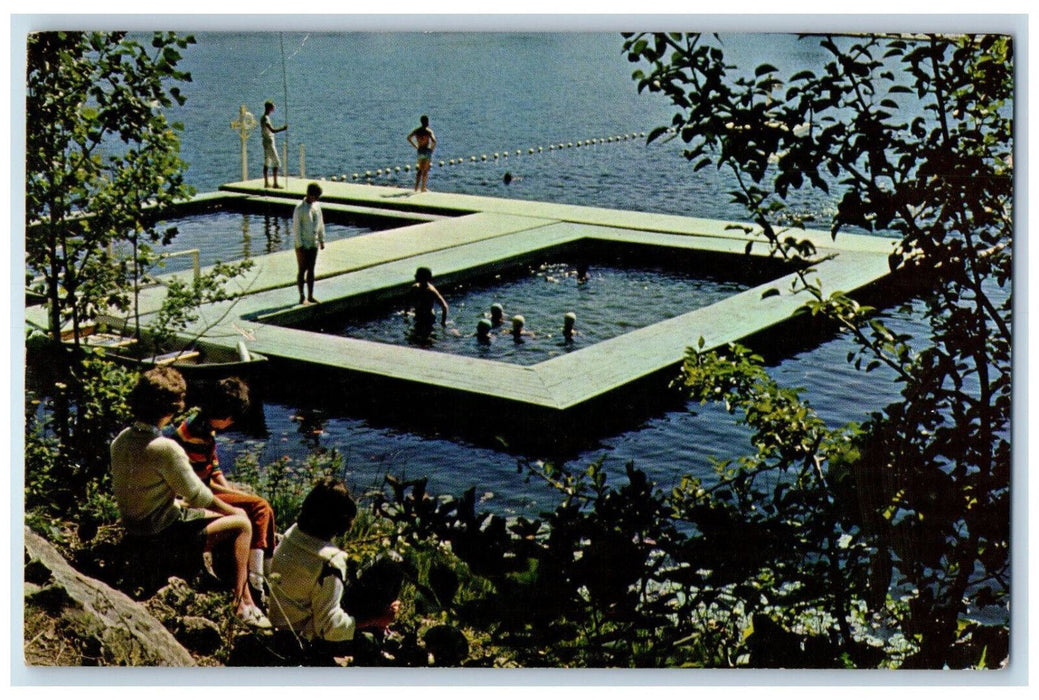 1966 Bathing Scene Presbyterian Camp Johnsonburg Pennsylvania PA Postcard