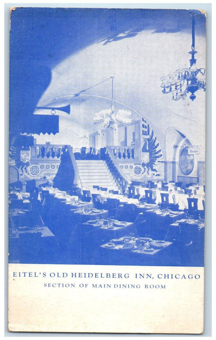 c1960's Dining Room Eitel's Old Heidelberg Inn Chicago Illinois IL Postcard