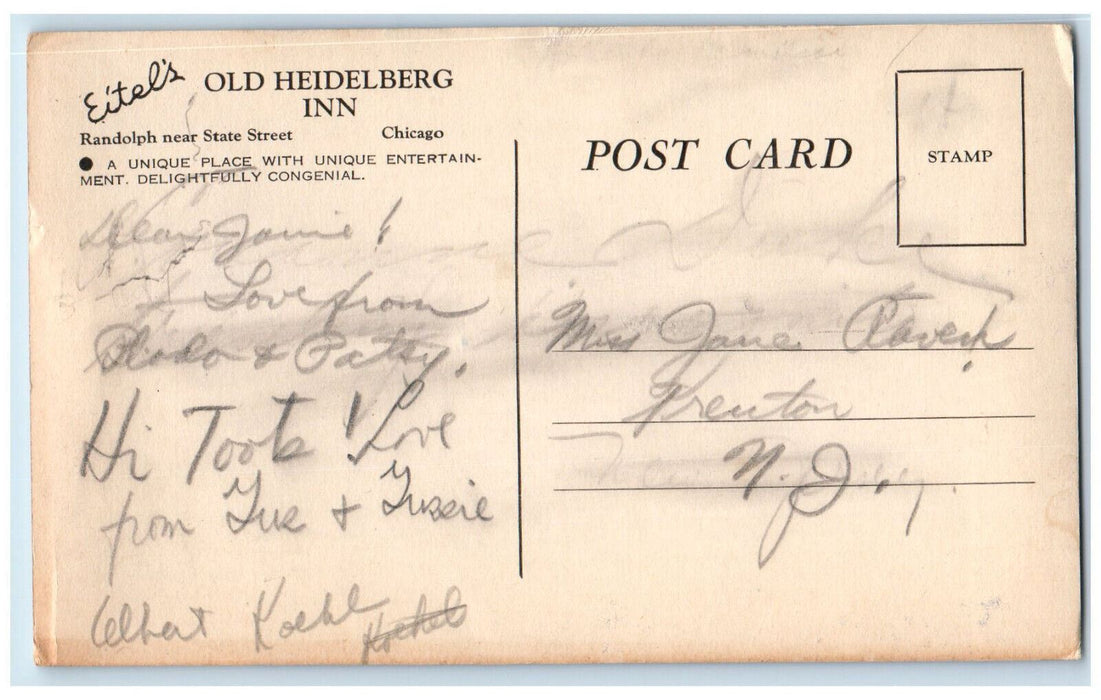 c1960's Dining Room Eitel's Old Heidelberg Inn Chicago Illinois IL Postcard