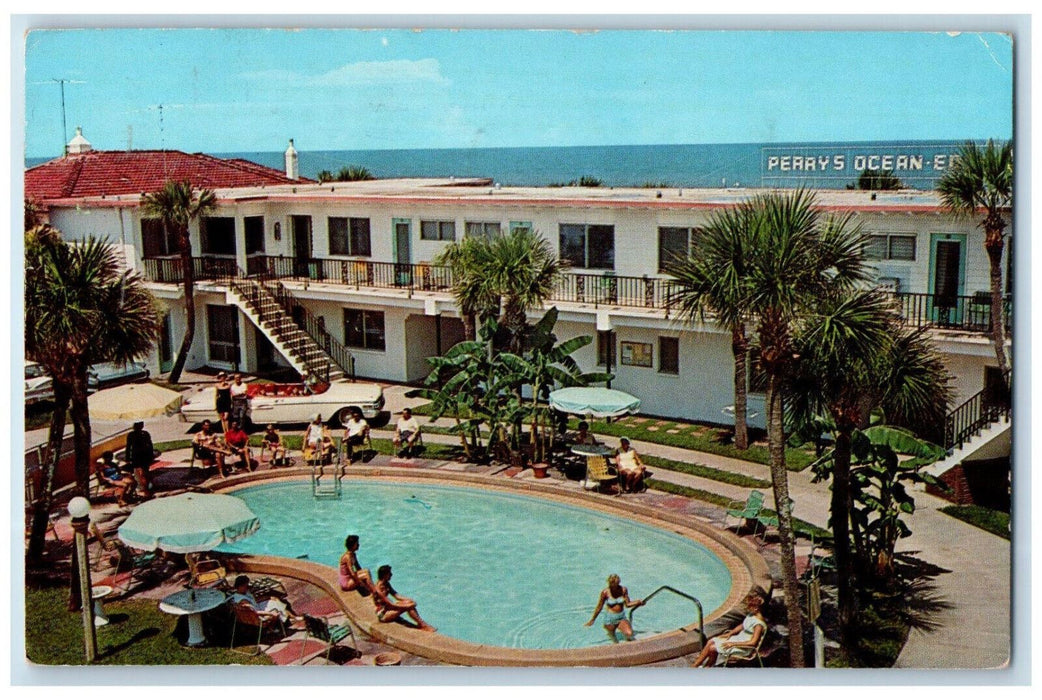 1964 Perry's Ocean Edge Beach Motel Daytona Beach Shores FL Postcard