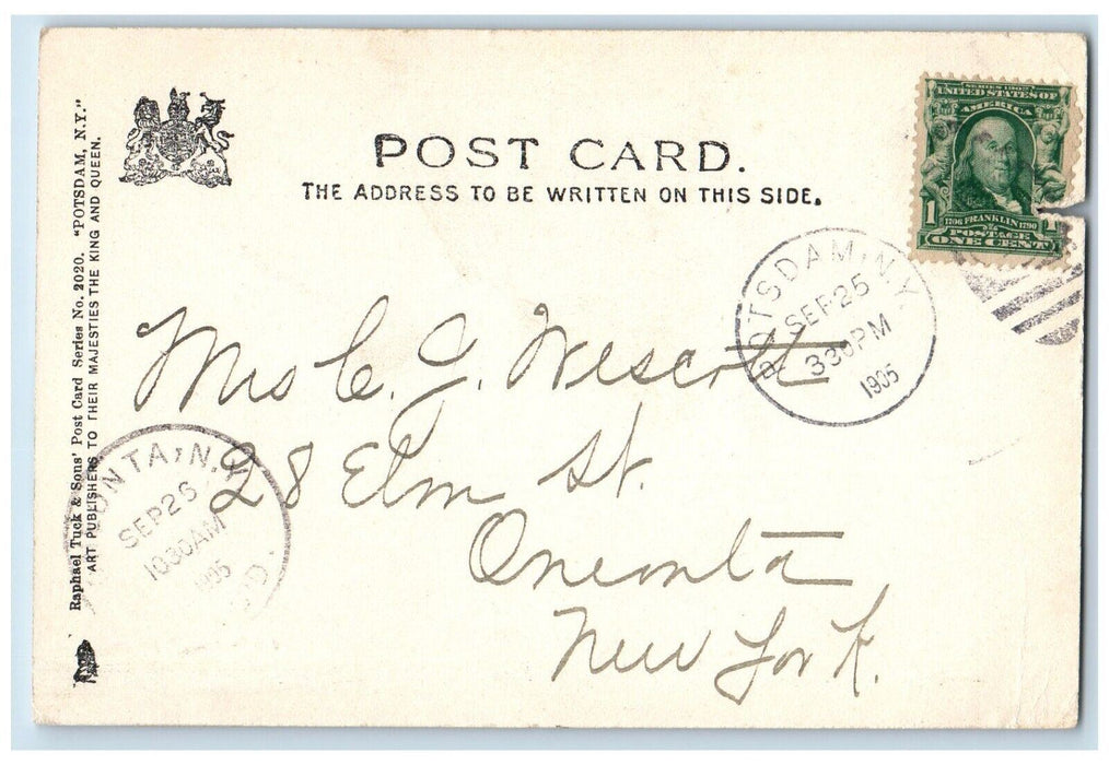 1905 Potsdam State Normal School Building Dirt Road New York NY Tuck's Postcard