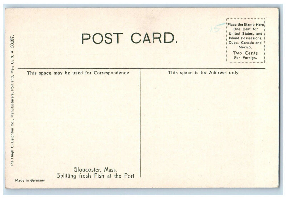 c1910's Splitting Fresh Fish At The Port Gloucester Massachusetts MA Postcard