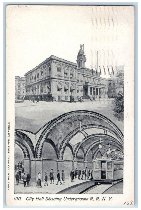 1904 City Hall Showing Underground R. R. N. Y. New York NY Antique Postcard