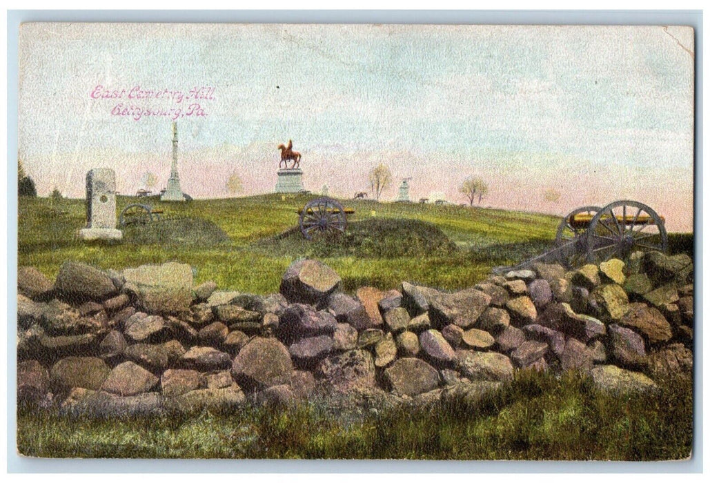 1914 East Cemetery Hill Cannon Gettysburg Pennsylvania PA Antique Postcard