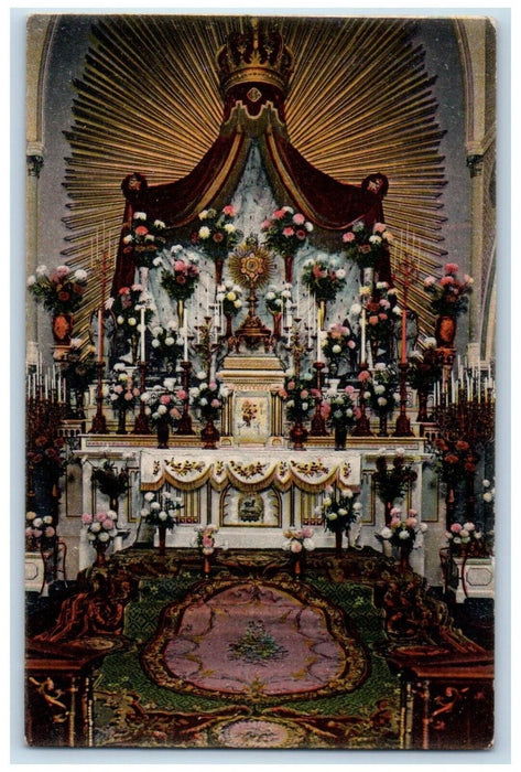 1940 Church Fathers Altar Chapel Candle Blessed Sacrament East New York Postcard