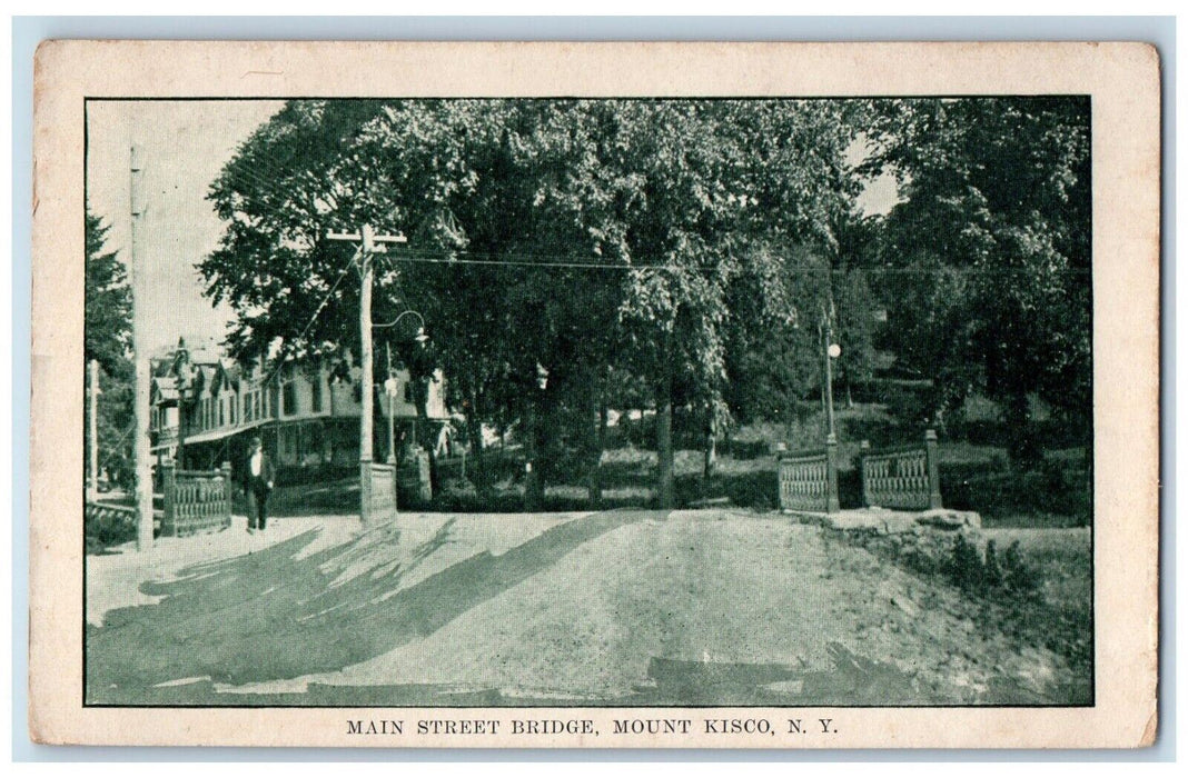 1909 Main Street Bridge Exterior Street Park  Mount Kisco New York NY Postcard