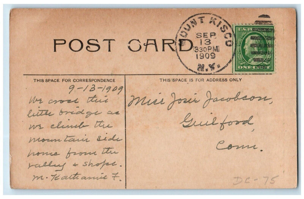 1909 Main Street Bridge Exterior Street Park  Mount Kisco New York NY Postcard