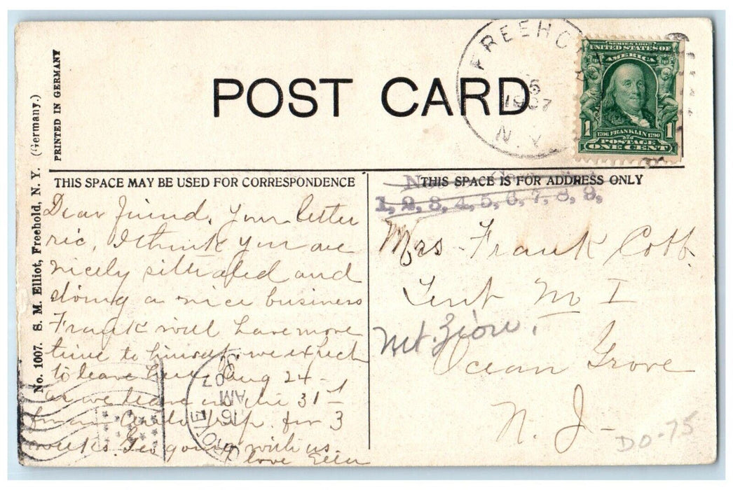 1907 Shady Glen Park Fountain Statue Field Catskill Mountains New York Postcard