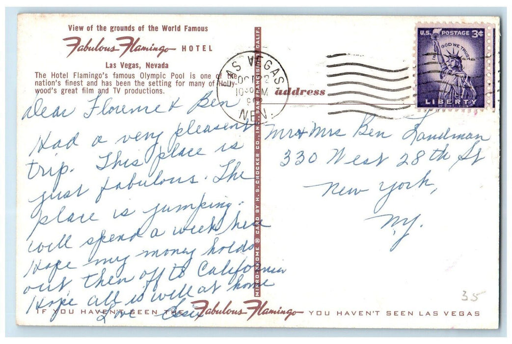1962 Fabulous Flamingo Hotel Resort Swimming Pool Tree Las Vegas Nevada Postcard