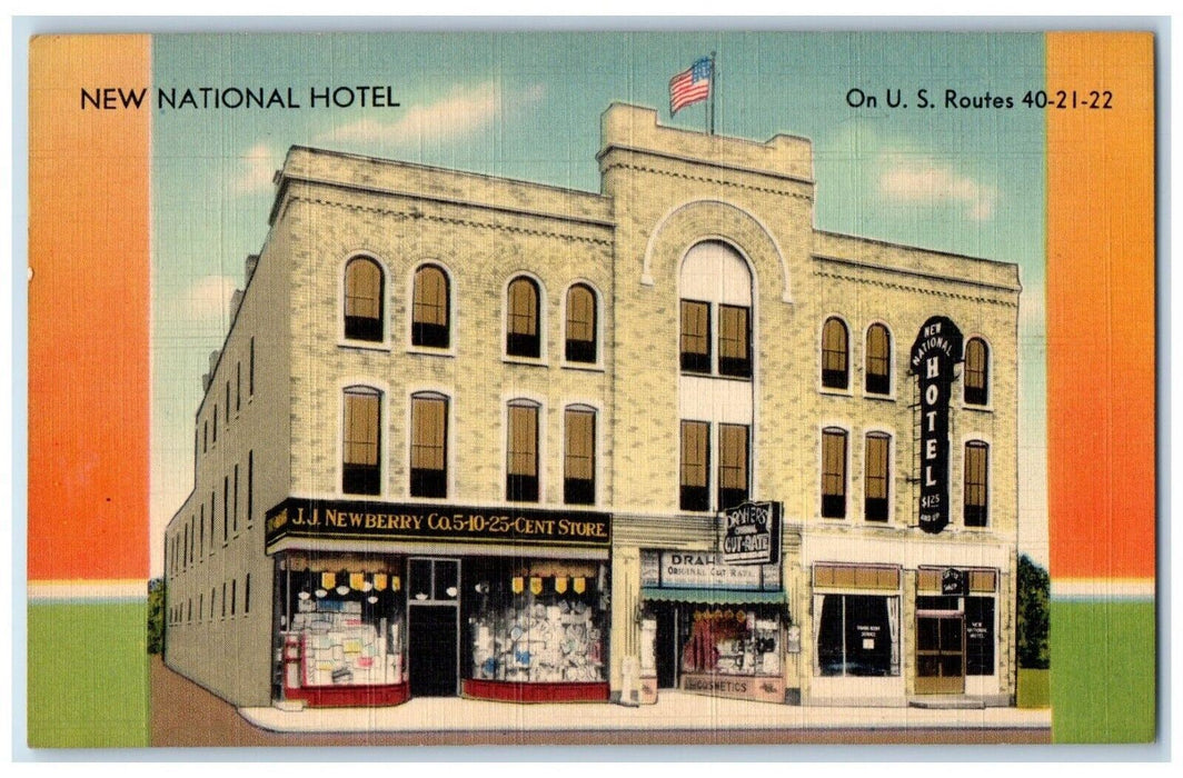 c1940 New National Hotel George Andrew Prop Restaurant Cambridge Ohio Postcard