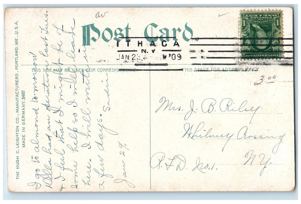 1909 Barnes Hall Cornell University Ithaca New York NY Posted Antique Postcard