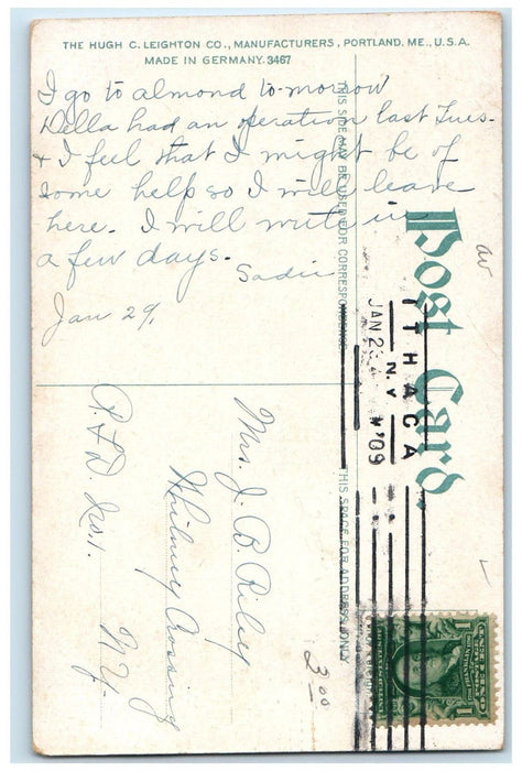 1909 Barnes Hall Cornell University Ithaca New York NY Posted Antique Postcard
