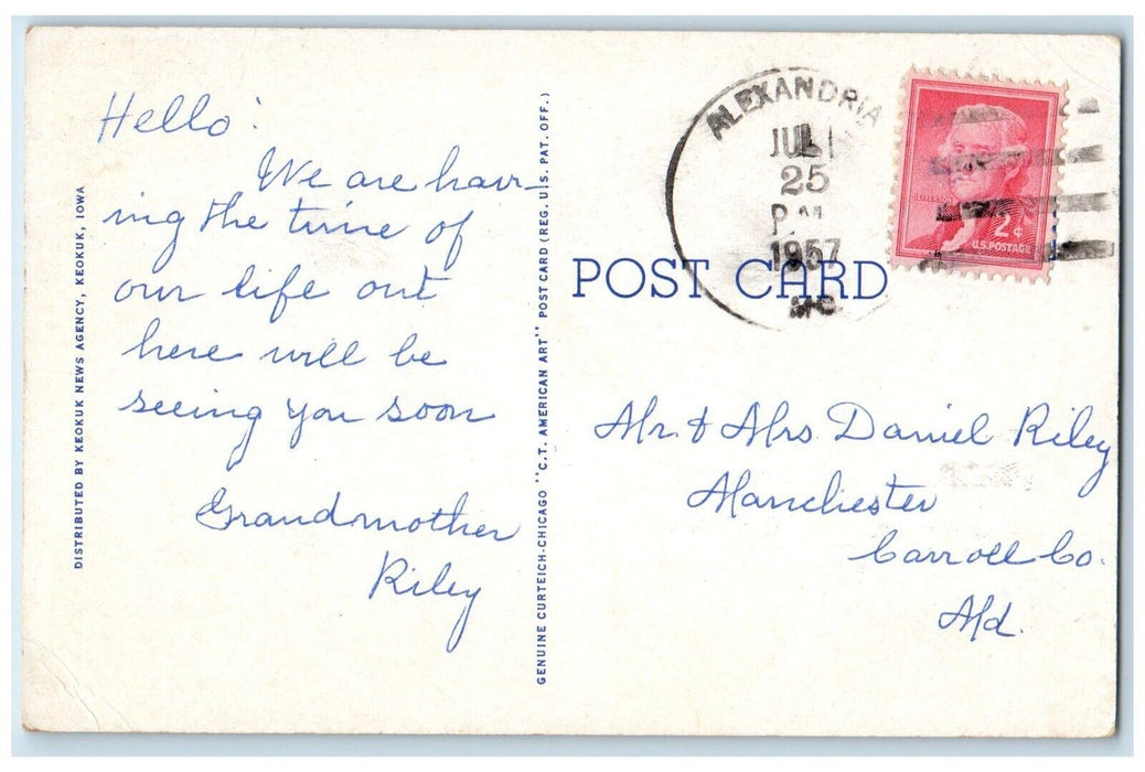 1957 Power House And Dam Koekuk Iowa From Illinois Side Vintage Postcard