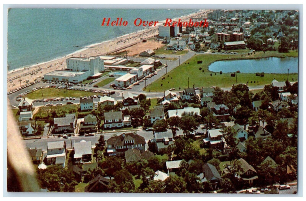 1970 Hello Over Rehoboth Aerial View Rehoboth Beach Delaware DE Vintage Postcard
