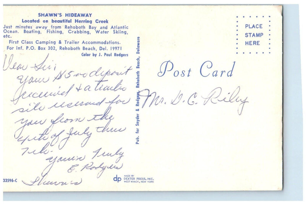 c1960's Greetings From Shawn's Hideway Rehoboth Beach DE, Multiview Postcard