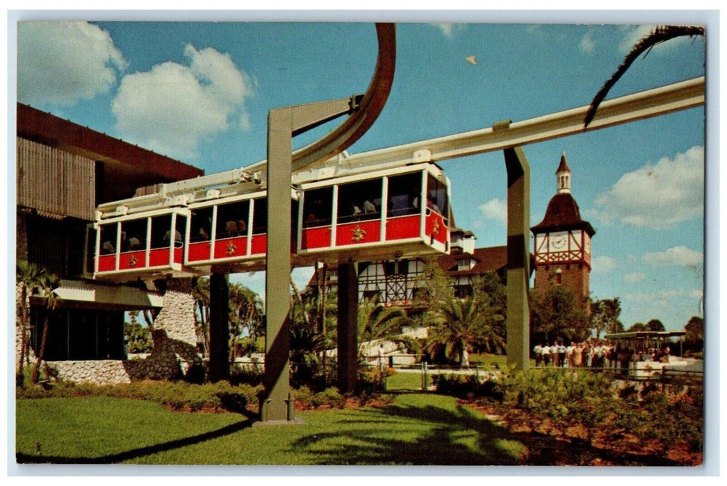 1969 Busch Gardens Skyrail Safari Arriving At Monorail Station Tampa FL Postcard