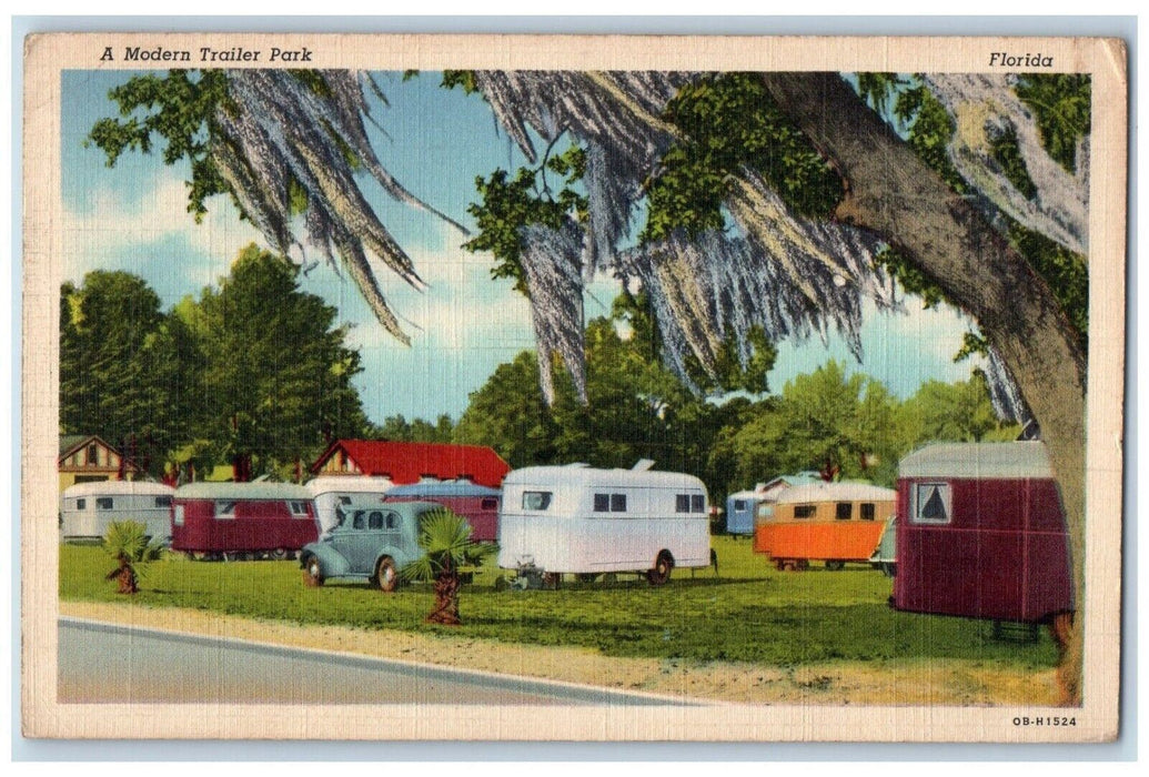 1942 Modern Trailer Park Jacksonville FL WW2 Soldier Mail Shaffer Postcard