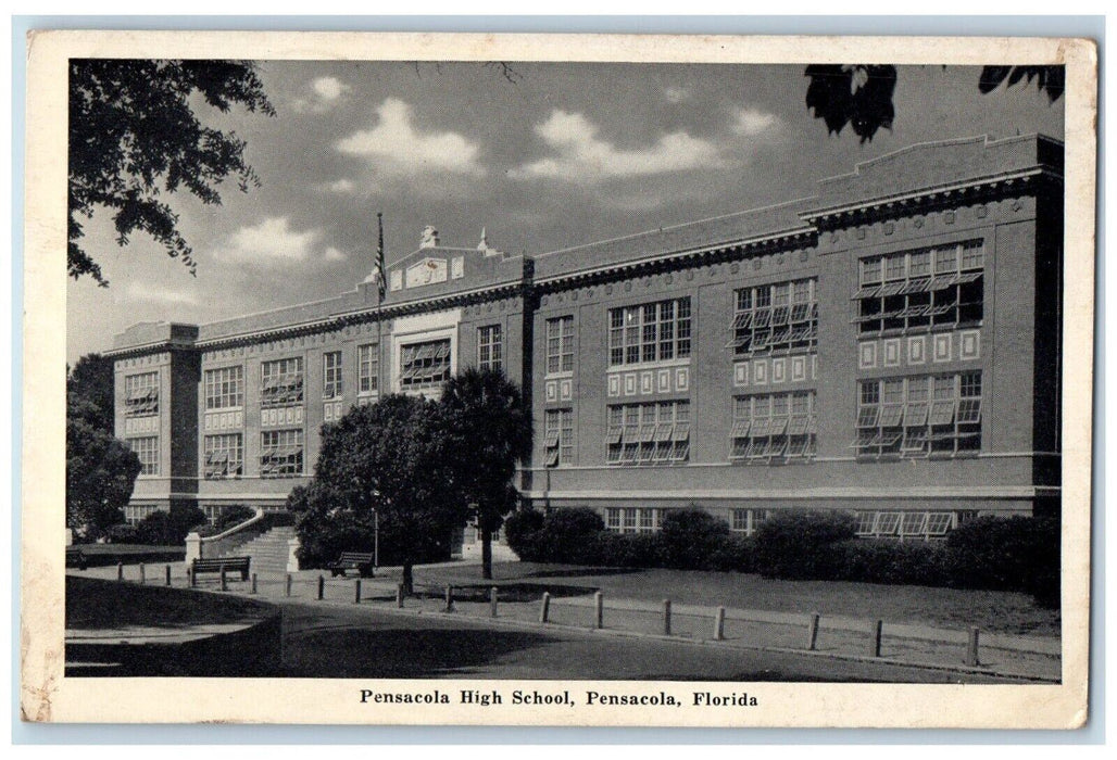 1943 Pensacola High School Building Pensacola Florida FL RPO Vintage Postcard