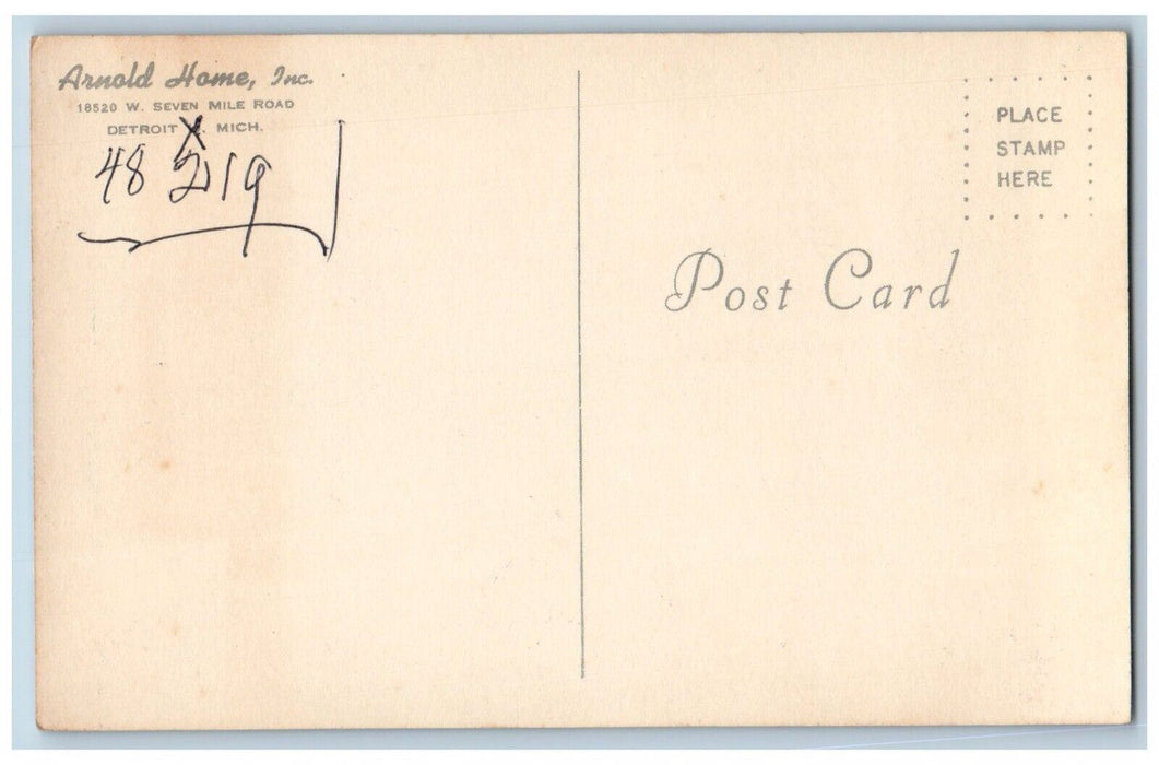 c1910's View Of Arnold Home Inc. Detroit Michigan MI Unposted Antique Postcard