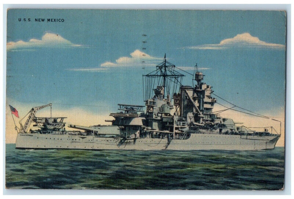 1942 USS New Mexico Battleship Norfolk VA Soldier Mail WW2 Shaffer Postcard
