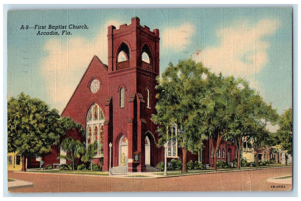 1946 First Baptist Church Arcadia Florida FL Vintage Posted Postcard