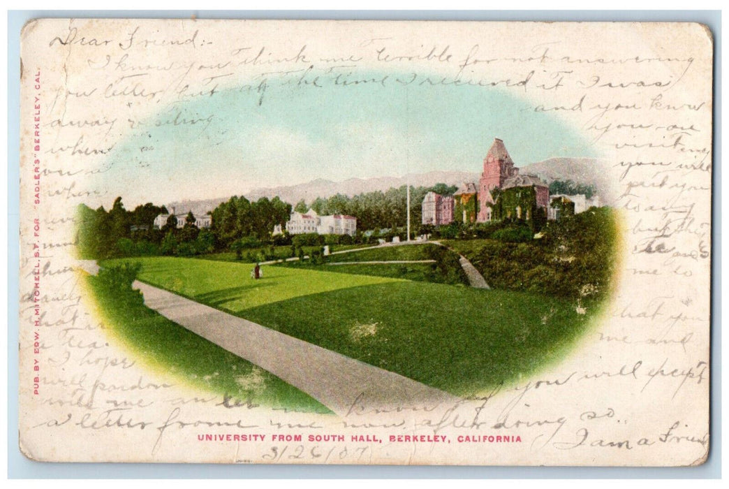 1907 University from South Hall Berkeley CA Dutch Flat CA Antique Postcard